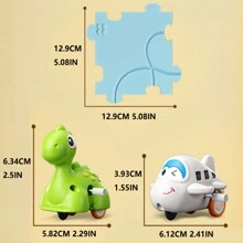 DIY 拼图小车玩具滑轨组装场景建筑玩具套装 [无需电池，手动上弦滑动装置] - 彩色 - 查看 8