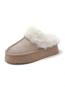 Damen Glitzer- und Fellschuhe - Roségold - Übersicht 2