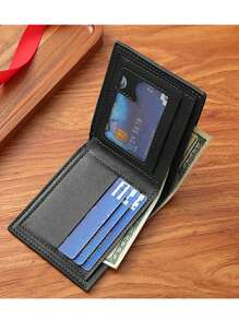 Men's Compact Wallet With Money Clip - Stylish Cartoon Design, Multi-Card Holder & Coin Purse Black - Black - View 5