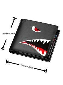Men's Compact Wallet With Money Clip - Stylish Cartoon Design, Multi-Card Holder & Coin Purse Black - Black - View 3