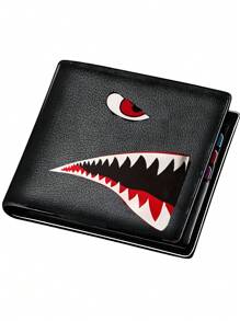 Men's Compact Wallet With Money Clip - Stylish Cartoon Design, Multi-Card Holder & Coin Purse Black - Black - View 2