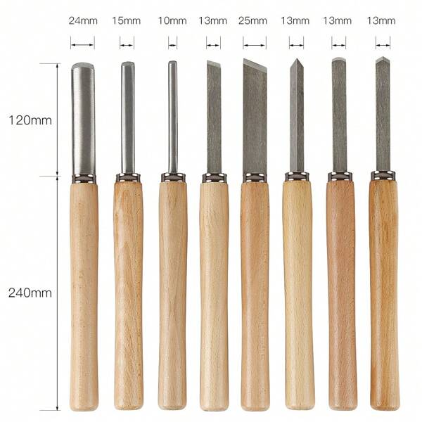 Ensemble de 8 ciseaux de tour à bois – Outil de coupe avancé
