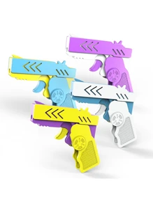 Spinner Rotating Folding Rubber Band Gun Toy 8-Round Shooting Stress Relief Handgun Gift Keychain - Multicolor - View 8