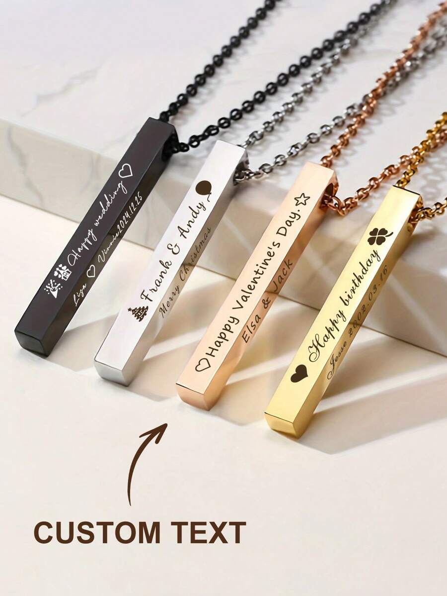 1 chiếc vòng cổ tùy chỉnh, vòng cổ mặt dây chuyền hình chữ nhật bằng thép không gỉ, khắc 1-4 mặt tùy chọn, khắc tên và ý nghĩa đặc biệt cho cả nam và nữ, phụ kiện thời trang, quà tặng kỷ niệm, thời trang mùa thu, quà tặng độc đáo cho nam và nữ, phụ kiện dây chuyền áo len, quà tặng lý tưởng độc đáo cho anh ấy, gia đình, bạn bè, con gái, ông bà, bạn trai, cho ngày kỷ niệm, cho sinh nhật, cho trang phục hàng ngày, cho ngày lễ tình nhân - Nhiều màu - Xem 1