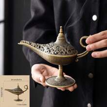 1 peça Queimador de Incenso Vintage com Lâmpada Mágica, Suporte de Incenso de Metal Vintage para Decoração Doméstica, Artesanal - Multiuso, Compacto e Elegante, Decoração Doméstica em Estilo Antigo, Presente Porta-Vela, Decoração Artística para Spa, Yoga, Meditação, Estudo, Escritório, Sala de Estar, Quarto, Mesa de Centro, Presente em Estilo Palácio