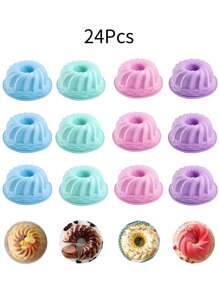 Set de 12/24 moldes de silicona de 4 colores para hacer magdalenas, pudin, gelatina, herramienta de horneado DIY, color aleatorio - Multicolor - Ver 9