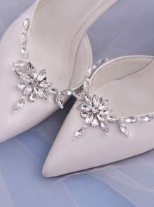 1 件进口新娘水钻和珍珠鞋夹装饰配件，DIY 可拆卸高跟鞋扣 HX34