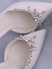 1 件进口新娘水钻和珍珠鞋夹装饰配件，DIY 可拆卸高跟鞋扣 HX34