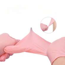 100只粉色丁腈一次性手套，耐用舒适，适用于厨房、染发、美容院等场所。防水、防静电、持久耐用，也可用于浴室和家居用品。 - 淺粉色 - 查看 11