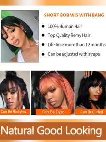 Bob Wig Human Hair 4x4 Lace Closure Wigs Human Hair Straight Glueless Bob Lace Frontal Wig Human Hair Pre Plucked With Baby Hair 150% Density Short Bob Wigs For Women Natural Black - Natural Black - View 2