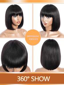 Bob Wig Human Hair 4x4 Lace Closure Wigs Human Hair Straight Glueless Bob Lace Frontal Wig Human Hair Pre Plucked With Baby Hair 150% Density Short Bob Wigs For Women Natural Black - Natural Black - View 6