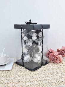 1PC Rode Rozenbeer Valentijnsdag Moederdag Beste Cadeau Voor Vrienden Trouwdag Verjaardag Handgemaakte Teddybeer PVC Geschenkdoos Schattige En Romantische Eeuwige Bloemenbeer, Valentijnsdag, Cadeau