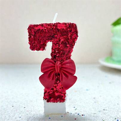 1个蝴蝶结数码蜡烛，红色创意生日蜡烛，日常最佳生日礼物，送给妈妈、女朋友的蛋糕装饰蜡烛，糖果色，最佳礼物