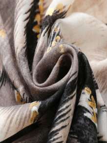 New Waves Print Scarf, Women's Silk Shawl Wrap Long Scarf For Spring/Summer, Versatile Metallic Accents Design, Suitable As Beach Coverup, Headscarf And Shoulder Wrap - Multicolor - View 6