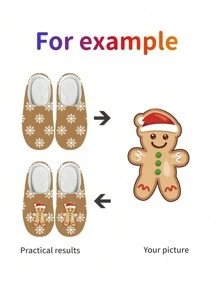 Merry Christmas Men's Warm Indoor Slippers, Personalized Pattern Custom Logo Closed Toe Special Slippers, Non-Slip, Great Gift - Camel - View 3