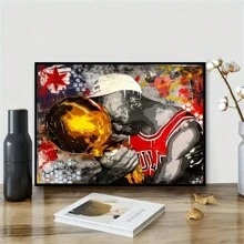 Abstrakte Graffiti Basketballspieler Leinwandkunst Poster - Rahmenlose Pop Sport Stern Wandkunst Dekoration für Wohnzimmer, Schlafzimmer, Fitnessstudio oder Studentenwohnheim