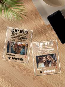 1pc Custom Spotify Plaque, Custom Couple Picture Plaque, Personalized Photo Plaque, Custom Couple Song Music Plaque, Personalized Photo Frame Home Decor, Album Cover Song Plaque, Unique Gifts For Women, Music Art Romantic Gifts, Anniversary Gift, Valentine Gift, Birthday Gift, Wedding Gift, Mother's Day Gift, Father's Day Gift, Best Friend Gift, Best Gift For Mom/Dad, Gift For Her/Him, Best Gift For Boyfriend Graduation