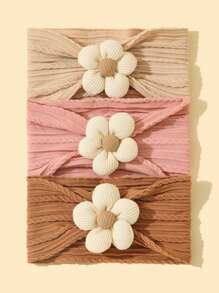 3 件/5 件/套婴儿花朵头带，尼龙宽边发饰，适合新生女婴，情人节礼物 - 彩色 - 查看 5