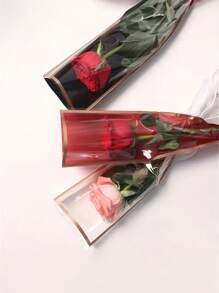 20 件/50 件 LOVE 表情玫瑰花礼袋 送女友，康乃馨单茎透明花束包装袋，大气花束包装适合 DIY 婚礼、生日、情人节礼物，不含丝带