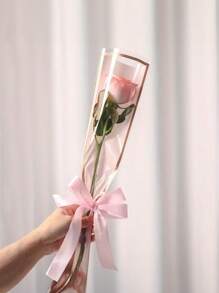 20 件/50 件 LOVE 表情玫瑰花礼袋 送女友，康乃馨单茎透明花束包装袋，大气花束包装适合 DIY 婚礼、生日、情人节礼物，不含丝带