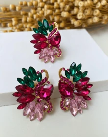 Purple And Green Earring And Ring / Blue Earring / Fuchsia Earring / Purple Earring / Green Earring / Pink Earring - 紫紅色和綠色 - 查看 3