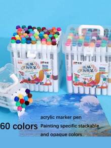 60/48/36/24/12/6 قطعة أقلام تحديد أكريليك/مائية للرسم والفن التشكيلي، أقلام مائية سريعة الجفاف، مقاومة للنزيف والتلاشي، ألوان عشوائية 6 قطع، مناسبة للرسم والتلوين والفنون والحرف اليدوية للطلاب والمعلمين - متعدد الألوان - مشاهدة 3