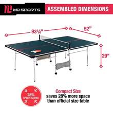 Mid Size Table Tennis, 15mm, 4 Piece, Pong Table, By MD Sports - 1 - View 5