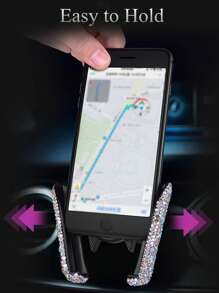 1PC Car Phone Holder Sparkling Imitation Diamond Car Vent Installation Clip Phone Holder Holder Car Holder Interior Accessories Women