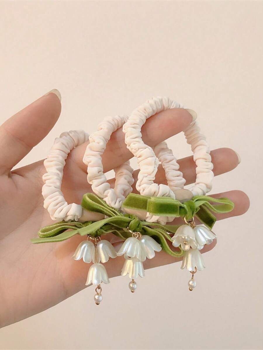 3 件套 Ringflower 弹力发圈 发圈 高弹力 耐用 清新 女生发绳 - 查看 1