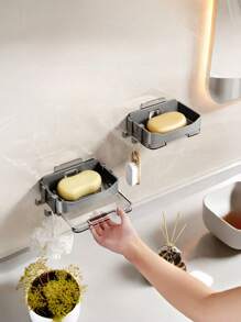 1 pezzo Portasaponetta in acciaio inossidabile per doccia, senza foratura, portasaponetta in metallo montato a parete,portasaponetta quadrato, portasaponetta adesivo per parete, portasaponetta per bagno/cucina/parete doccia/spugna, salvaspazio