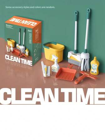 Juego de juguetes de limpieza para niños de 3+ años - Escoba, trapeador, recogedor y otras combinaciones de juguetes inspiradas en herramientas de limpieza reales, material de PP duradero