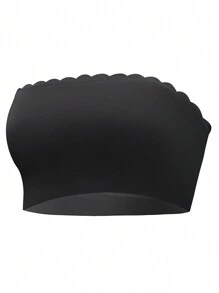 女士无肩带文胸，无缝抹胸文胸，休闲舒适，弹性荷叶边无钢圈文胸，无衬垫文胸，光滑露背抹胸，百搭内衣，柔软无钢圈贴合，面料柔软，女士多功能无肩带设计，适合日常穿着，隐形文胸，婚庆文胸 - 黑色 - 查看 5