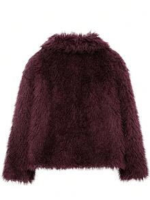 LEILEIBEI Autumn/Winter New Thickened Faux Fox Fur Collar Faux Fur Short Coat, Young Elegant Mid-Length Fur Coat