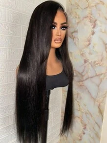 Glueless 4X4 Lace Front Straight Bob 4x4 8-38inch Buss Down Wig 150% Density Lace Closure Wig Without Glue Pre Plucked Glueless Wig Pre Cut Lace Brazilian Glueless Human Hair Wig Beginner Friendly Natural Black Color For Halloween Party - Natural & Black - View 4