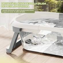 Bañera Bebe Portatil Baño Plegable Tina Con Cojin Termometro Gris