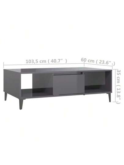 VidaXL Coffee Tafel 103.5x60x35 Cm Processed Wood High Gloss Grijs view 9