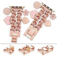 1 Stück neues Damen Uhrenarmband mit Herz- und Blumen-Elementen, kompatibel mit Apple Watch 1/2/3/4/5/6/7/8/9