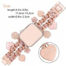 1 Stück neues Damen Uhrenarmband mit Herz- und Blumen-Elementen, kompatibel mit Apple Watch 1/2/3/4/5/6/7/8/9