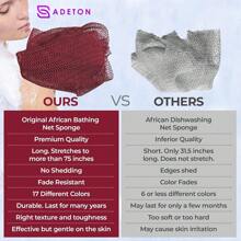 3pcs - African Exfoliating Net Sponge, Authentic, Real, Body Scrubber, Long Bath Wash Cloth, Body Exfoliator, Sapo, Shower Accessories, Back Foot Scalp Scrub, Flat Dead Skin Remover Body Wash Home Bathroom Decor Summer Back To School