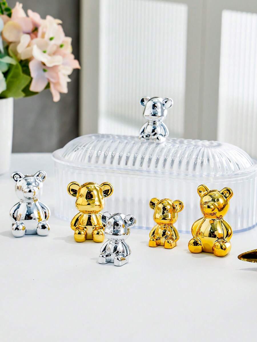 1 pieza Decoración oso de la violencia de lujo alta gama de plástico para sala de estar, entrada, gabinete de TV, gabinete de vino, alcancía, accesorios de decoración del hogar - Multicolor - Ver 1