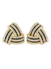 2 Pieces Of Fashionable Personalized Inlaid Zirconia Ear Clips With Silicone Triangle Dripping Oil Versatile Women's Earrings High-End Jewelry Can Be Given To Friends Valentine's Day Gifts - Women's Ear Clips - View 3