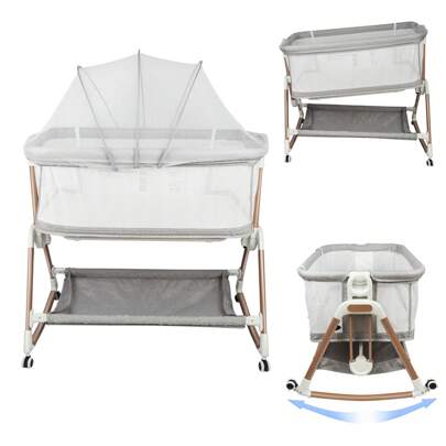 Babybett mit Moskitonetz, Beistellwiege für Babys von der Geburt bis 24 Monate, klappbares Bett – 90*60*90-115 cm