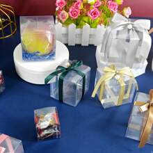30pcs Transparent PVC Collapsible Gift Box, Simple Compact Size, Solid Color, Gift Packaging, Suitable For Events, Parties, Festivals, General Gift Packaging - Multicolor - View 9