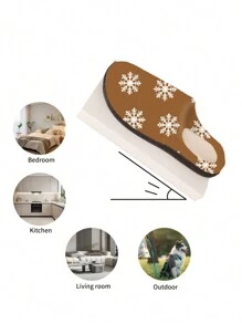 Merry Christmas Men's Warm Indoor Slippers, Personalized Pattern Custom Logo Closed Toe Special Slippers, Non-Slip, Great Gift - Camel - View 5