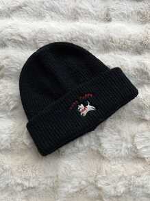 Puppy Embroidery Knitted Beanie Hat For Women, Warm, Cute, Suitable For Students, Couples, Autumn/Winter - Hat - View 10