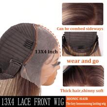 Honey Blonde13x4 Long Straight Lace Front Wigs Natural Gold Highlight Straight Hair Lace Front Wig Pre Plucked Yaki Synthetic Lace Front Wig 28inch - Blonde Highlight - View 6