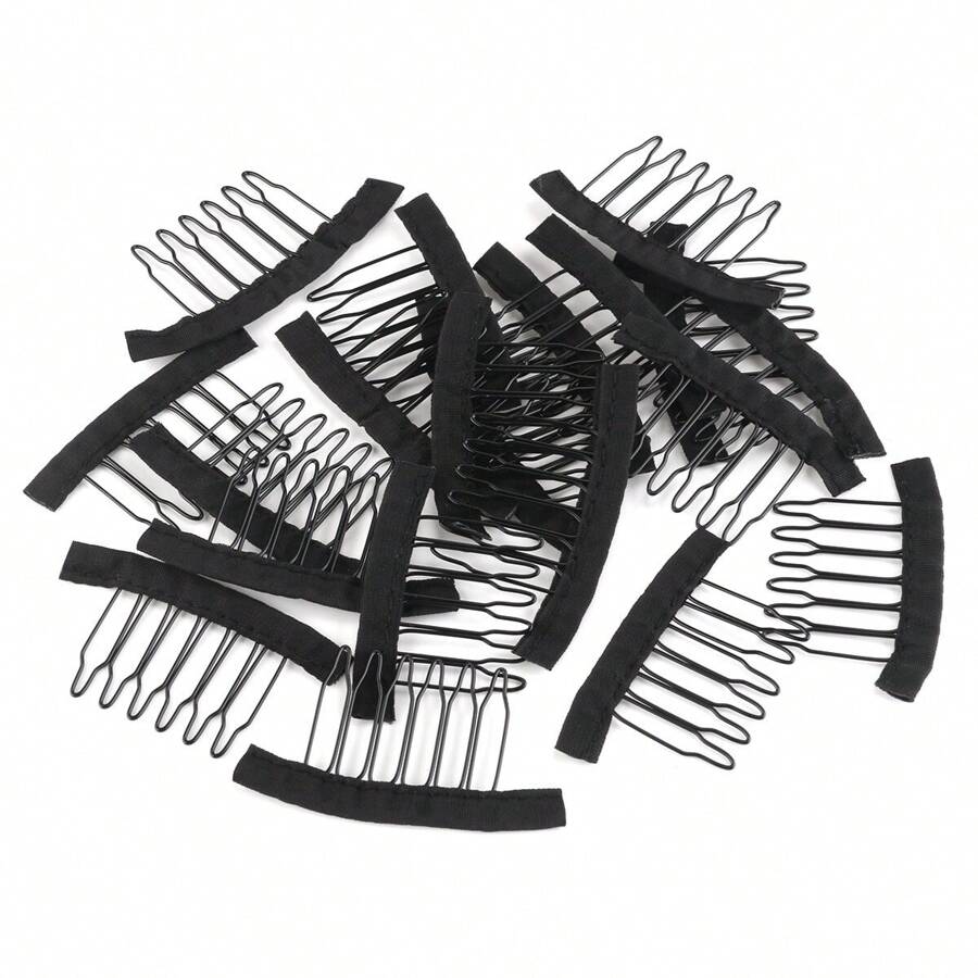 36pcs Wig Accessories Stainless Steel Wig Combs Black Color Wig Making Combs And Clips For Wig Cap - Black - View 1