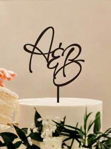 Personalised Wedding Initials Cake Topper Custom Wedding Acrylic Cake Topper Engagement Letters Anniversary Bride And Groom Cake Topper,Multi-Functional, Ornamental,Anti-Mold,Adorable,High-Quality,Cute,Custom,Personalized,Unique,Her,Girlfriend,Family,Friends,Son,School Students,Workers,Kids,For Anniversaries,For Birthdays,For Weddings,For Graduation,For Housewarming,Brunch-Ready,Customized Cake Topper,Warm Ambience,Home & Living,Haunt Your Home,Souvenirs,Kitchen Essentials ,Scandinavian Style, Graduation Gifts - Multicolor - View 2