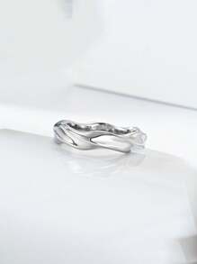 Personalized Titanium Steel Moebius Loop Ring, Bachelor Punk Unisex Couple Rings - Silver - View 4