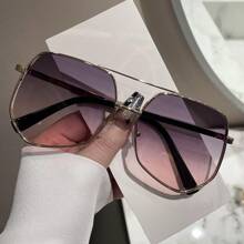 1 Pair Elegant Geometric Metal Frame Glasses, Durable And Stylish
